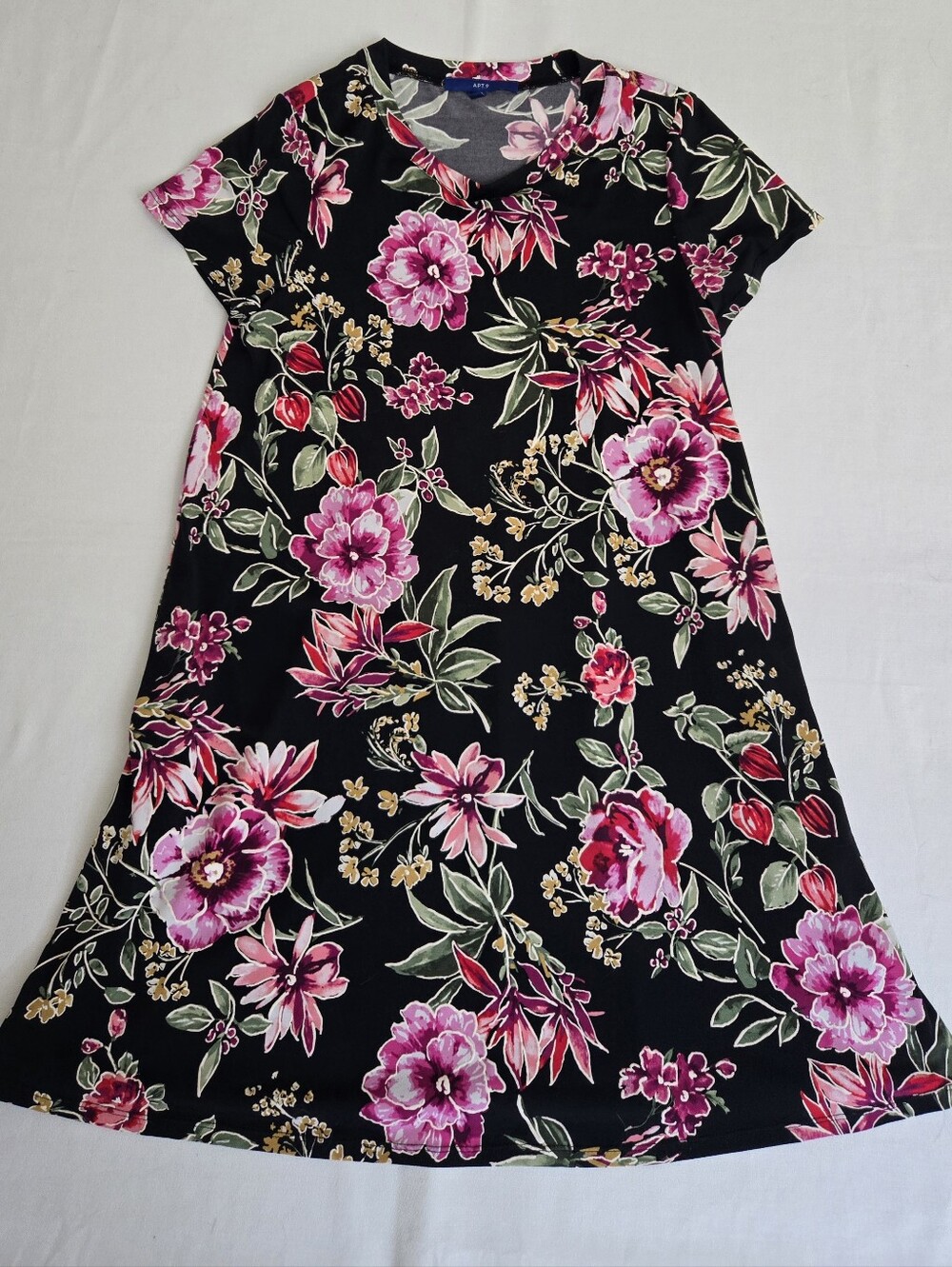 Apt 9 Soft Knit Summer Dress Large Floral Print Size Medium, 2 Pockets